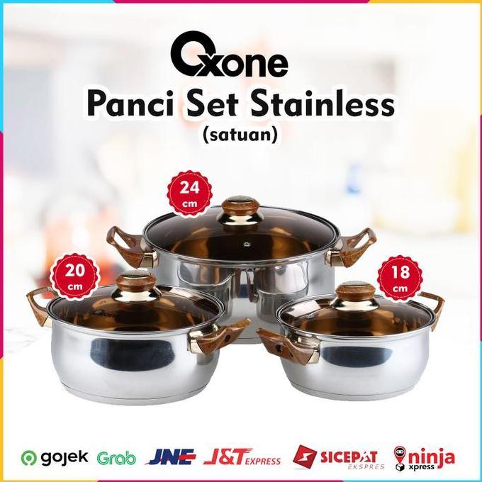 Panci Stainless Steel + Tutup Kaca Satuan Oxone OX-933P