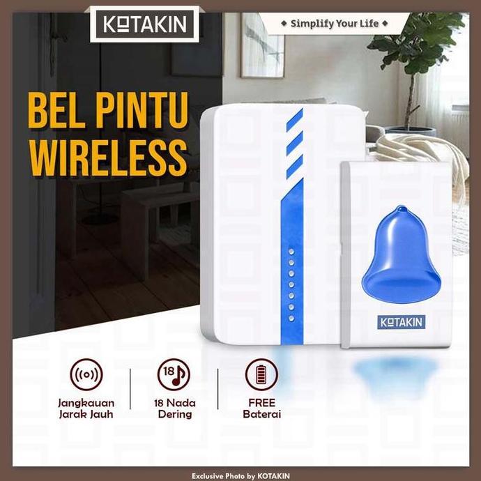 Bel Pintu Rumah Tanpa Kabel Wireless Bel Toko Pakai Baterai Anti Air Bel Outdoor Listrik Merek Kotak