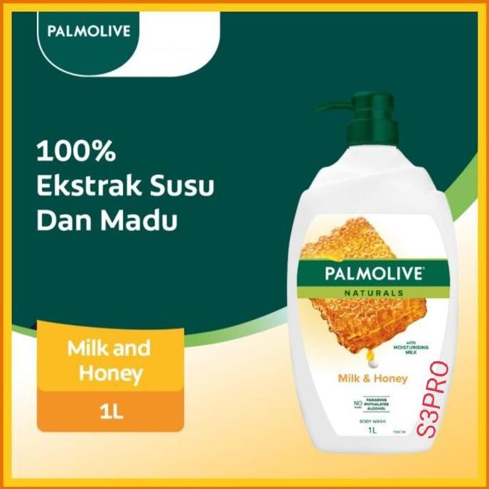 Palmolive Sabun Mandi Milk Honey 1 liter . Sabun mandi cair.