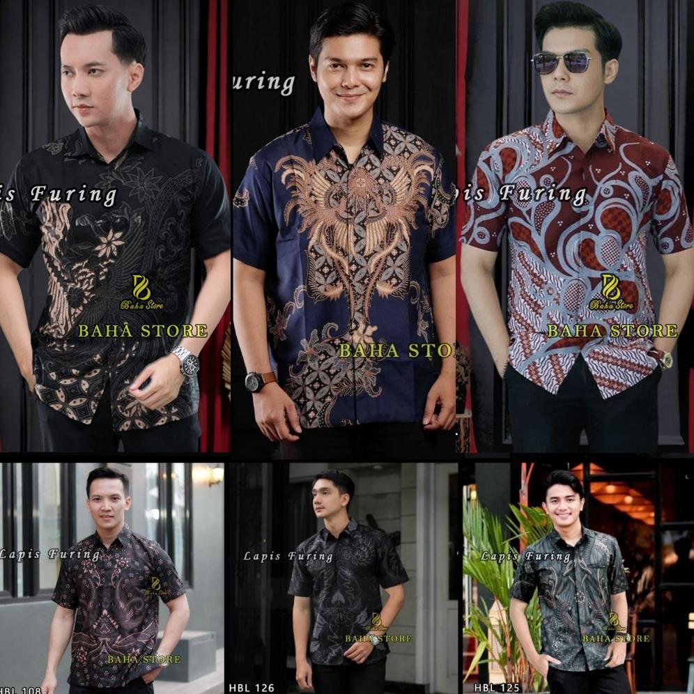 TERBARU Baha store Kemeja Batik Pendek pria Lapis Furing KEKINIAN