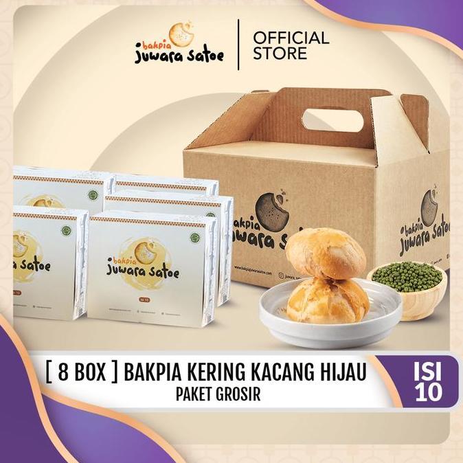 (juwara satoe x bundasuksespasti) Paket Grosir 8 Box Bakpia Kering Kacang Hijau - Makanan Snack Oleh