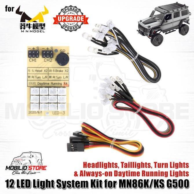 12 LED Light System Kit for RC MN86K MN86KS G500 1:12 Scale Crawler