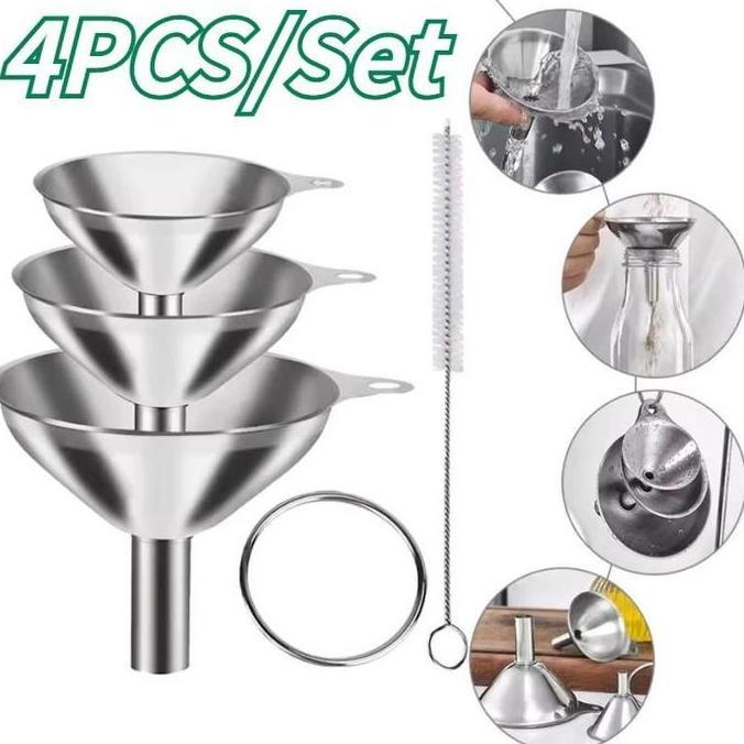 TERLARIS CORONG STENLIS STEEL CORONG MINYAK STAINLESS 3PCS SET CORONG STAINLESS MULTIFUNGSI CORONG S