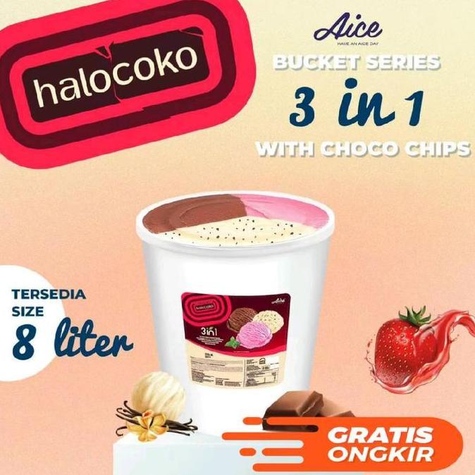 TERBARU|TERMURAH|BARU|PREMIUM|ORIGINAL|GARANSI|DISKON|PROMO AICE ICE CREAM HALOCOKO PREMIUM BUCKET 8