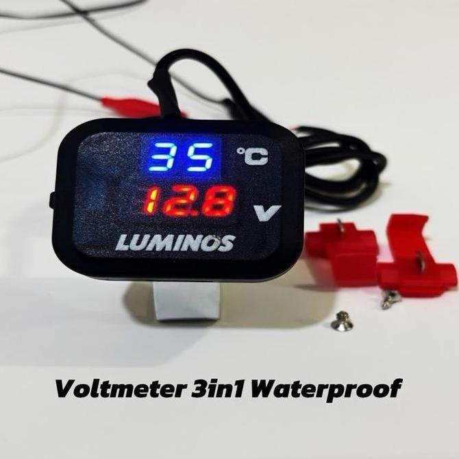 NEW VOLTMETER VM1 3IN1 ( VOLTMETER,SUHU,PORT USB ) DENGAN PORT USB FAST CHARGING ORI