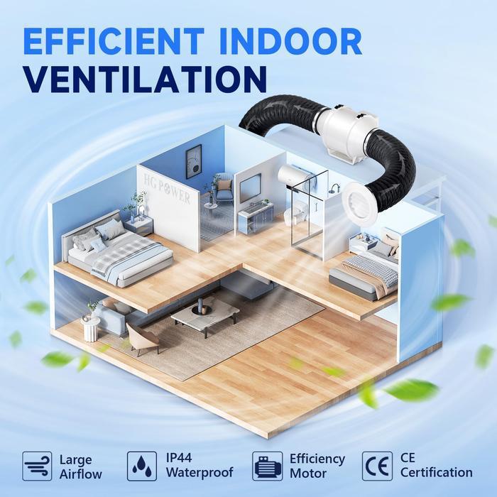 PAKET MURAH Exhaust Fan Kamar Mandi Dapur 4 inch / Kipas Angin Plafon Hisap Blower Inline Booster / 