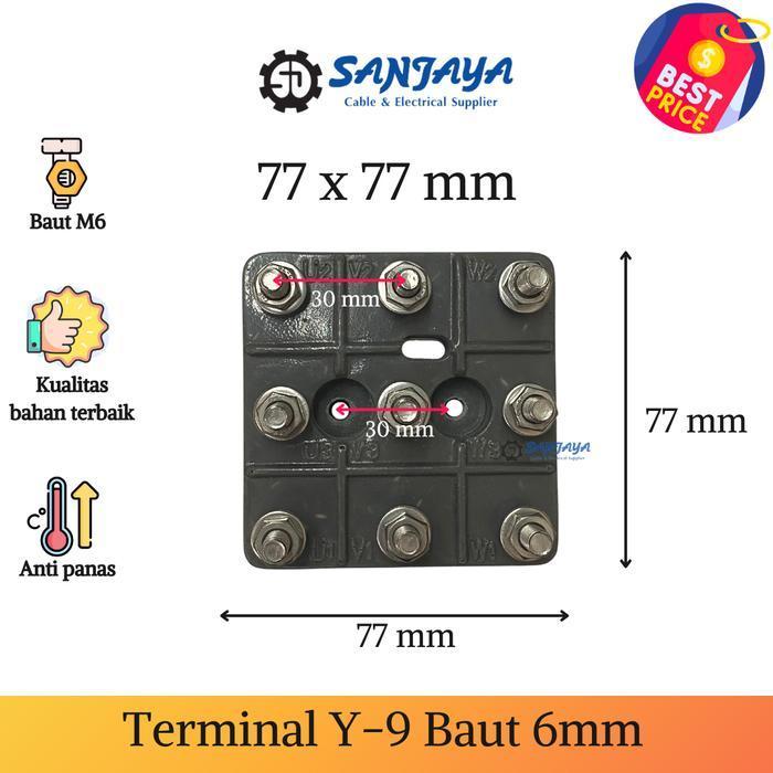 Terminal Koneksi Dinamo Y 9 Baut 6MM M6 ELEKTRO MOTOR 77x77MM
