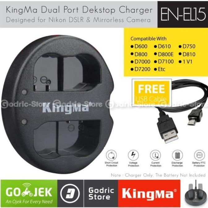 NEW KINGMA CHARGER EN-EL15 FOR NIKON D7100 D800 D810 D7200 D7000 D750 D850 ORI