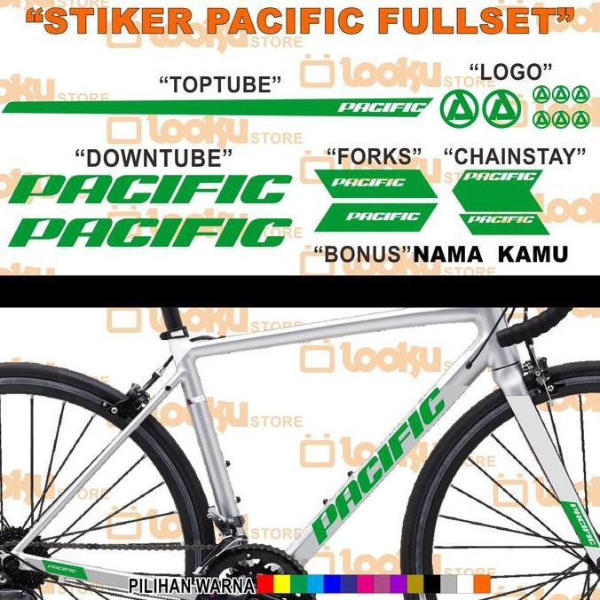 stiker pacific sticker sepeda mtb roadbike frame