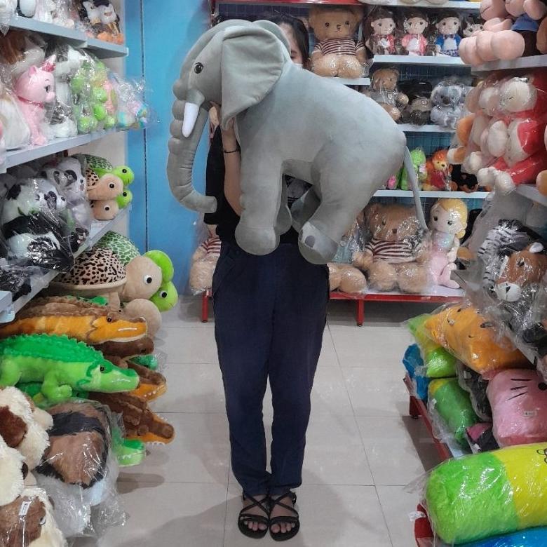 Termurah  Boneka Gajah Besar Elephant Jumbo Abu-Abu Bahan Halus & Lembut