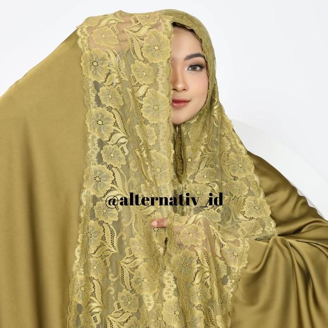 NEW - ( Sutra silk premium )Mukena Dewasa Full Renda Silk Premium Luxury Grade A Mewah Muslim
