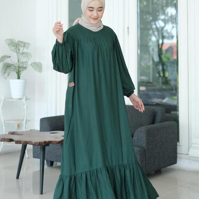 ALULA DRESS - Gamis Polos Rayon Twill - Gamis Rayon Twill Jumbo