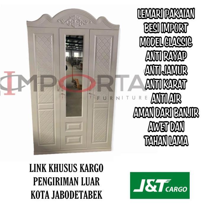(Khusus Kargo) Lemari Pakaian Besi 3 Pintu Classic Series Lemari Baju Besi 3 Pintu Classic