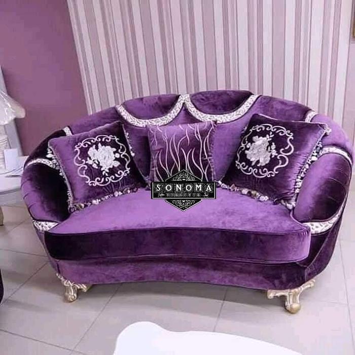 sofa single anggur ungu ( sofa tamu, kursi minimalis, kursi jati)