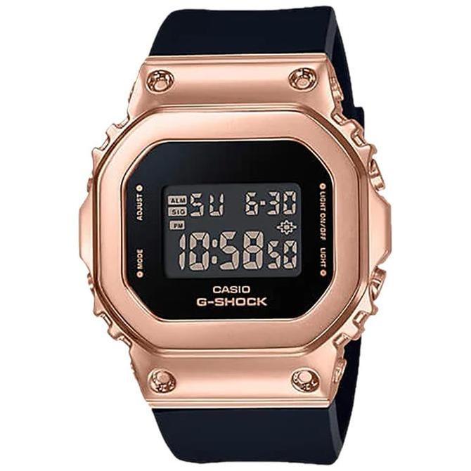 Jam Tangan Wanita Casio G-Shock GM-S5600PG-1DR S Series Metal Square Ladies Digital Dial Black Resin