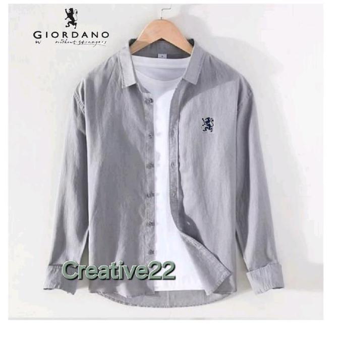 Kemeja Pria Giordano 3D Slim Fit | Kemeja Panjang Pria Casuall