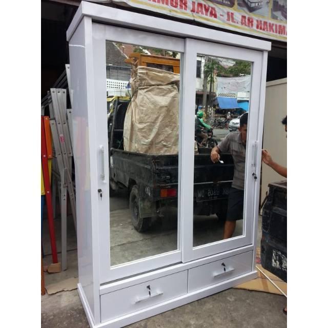 Lemari kayu solid HPL, Pintu sliding sorong, 150x50x200, Medan