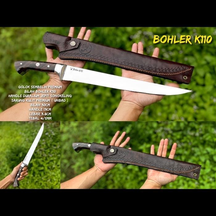 pisau sembelih/golok sembelih baja bohler k110 super tajam siap pakai