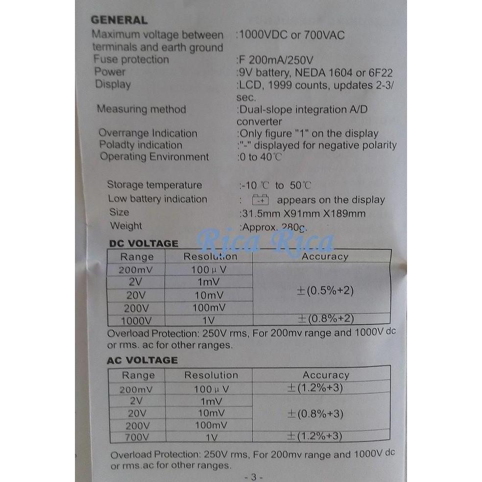 Digital Multimeter MyFair UK-830LN