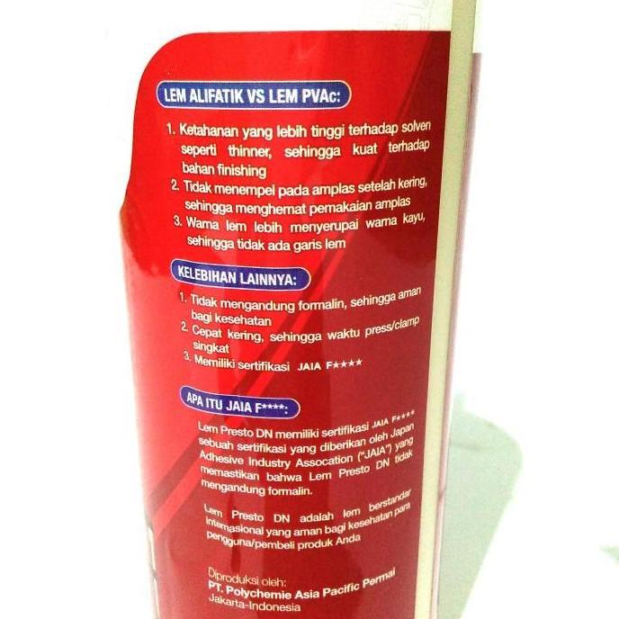 Lem Putih Kayu / Mebel / Hpl / Tacosheet Presto Tipe DN
