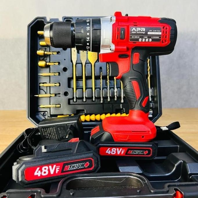 Bor cordless APR JAPAN 48V 13mm brushless impact drill fullset