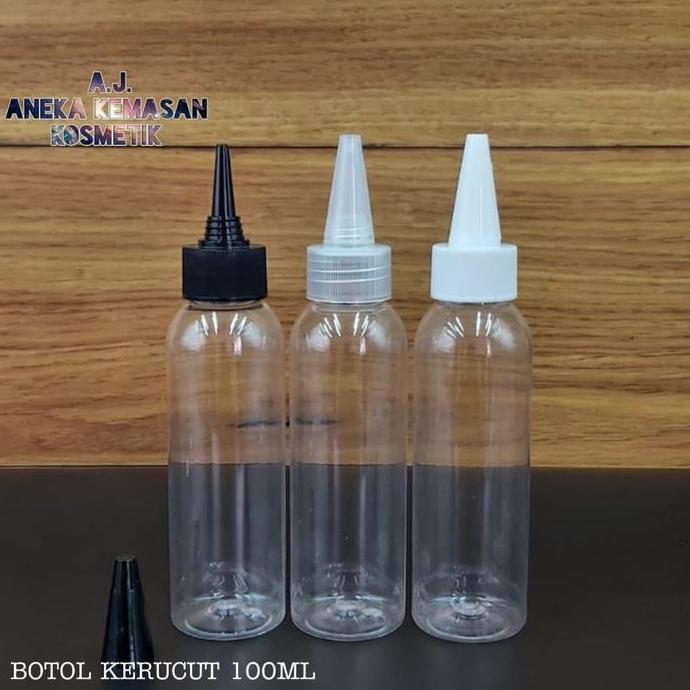 Botol kerucut 100ml / Botol tinta / Botol plastik tutup lancip