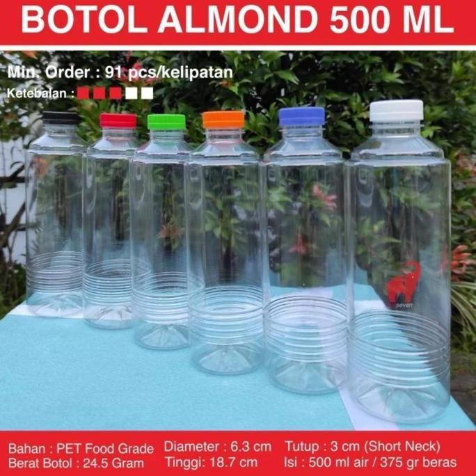 Botol Almond 500 ml Tebal / Botol Plastik 500 ml. / Botol Susu