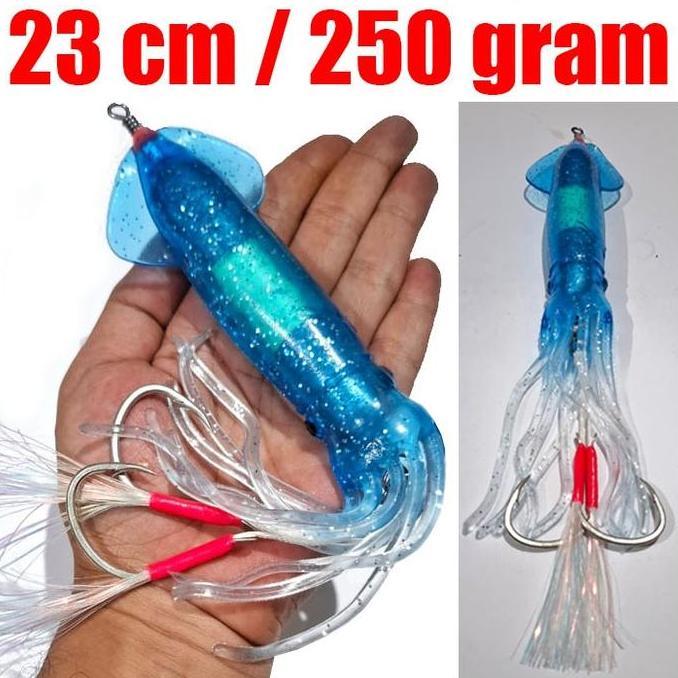 Metal Jig Cumi Karet Konceran 250g Fosfor Glow In The Dark Umpan Pancing Jigging Assist Hook