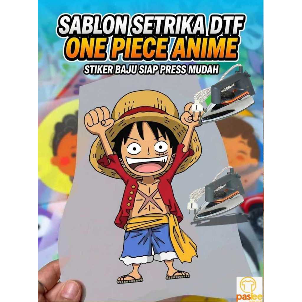 Sablon Setrika Anime One Piece - Stiker Gosok Baju Kaos Jaket Luffy Zoro Wanted