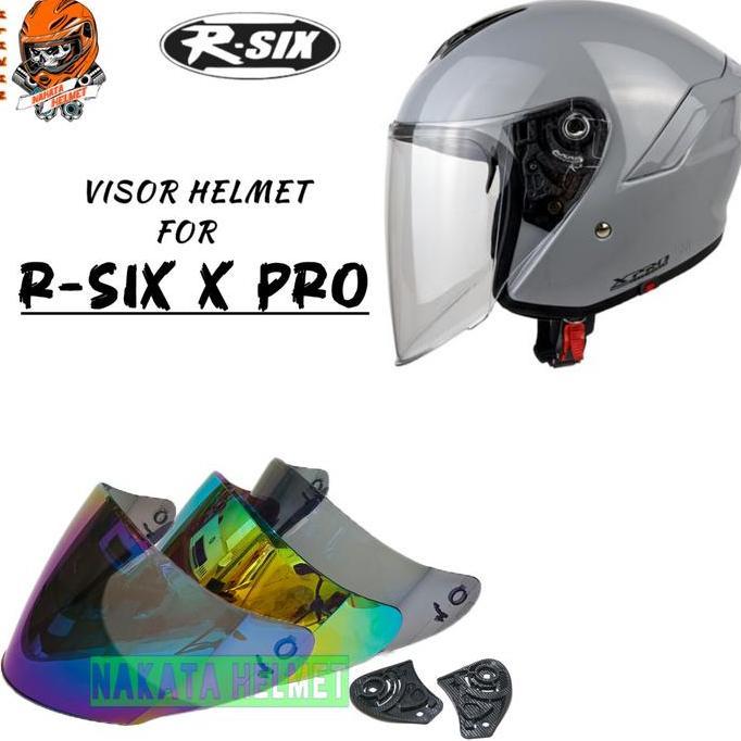 Kaca helm R-SIX X PRO flat visor helmet R SIX Xpro hitam red gold blue bening