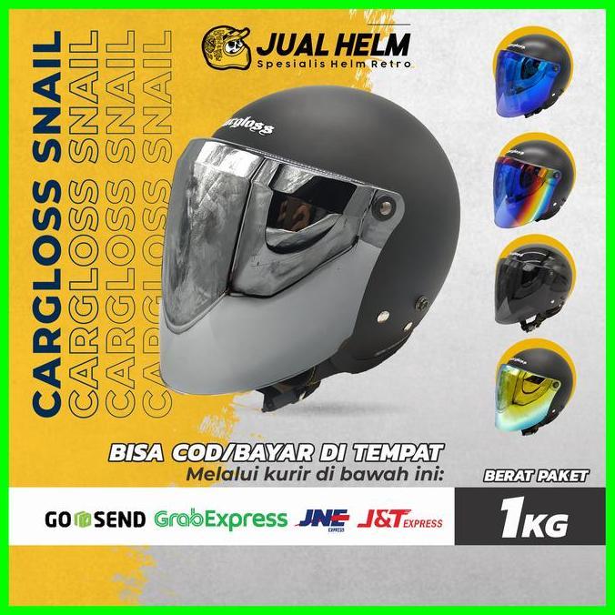 Paket Helm Cargloss Retro + Kaca Snail/Flat Visor (Retro/Bogo/Klasik)