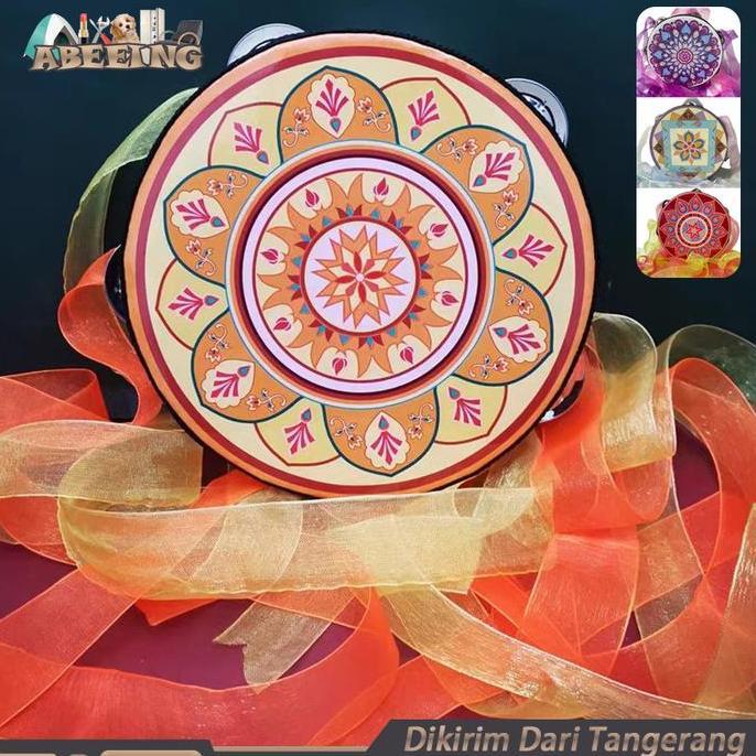 MALUKSHURE Tamborin Gereja Dengan Rumbai Alat Musik Tamborin 8inch Tamborine Gereja