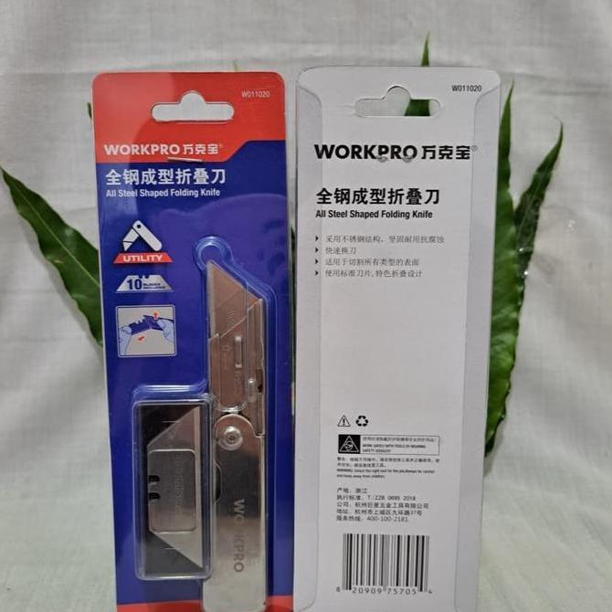 KALGURIO WORKPRO W011020 Pisau Mini Cutter Lipat Folding Knife Stainless Steel