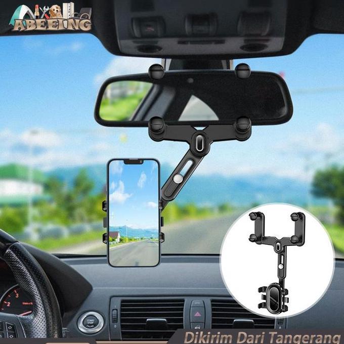 BRAVECOU Holder Hp Mobil Di Spion Tengah Holder Hp Di Mobil Kuat Fleksibel Jepit Kaca Penjepit Hp Di