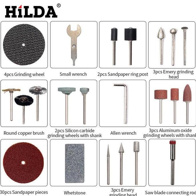 HILDA aksesoris mini grinder set 92pcs aksesoris mata bor gerinda mini set 92pcs