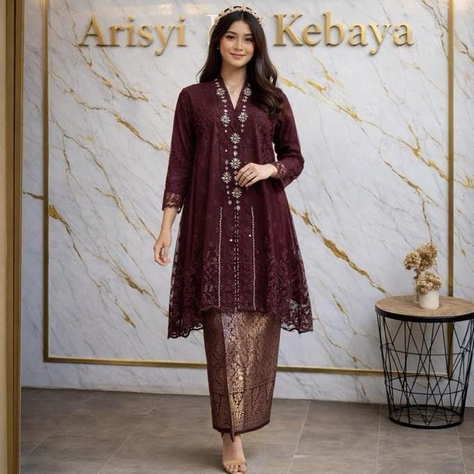 Kebaya Kartini Tunik Payet Jahit Set Songket | kebaya modern (twt) SS