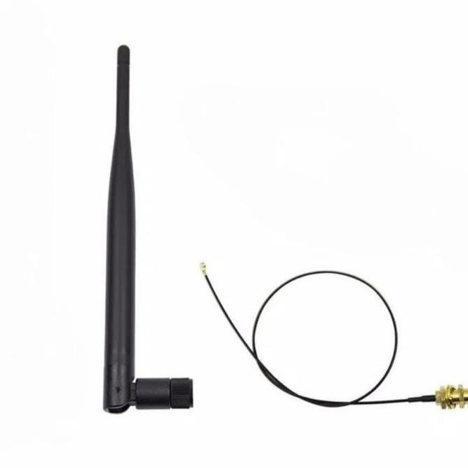Antena 6Dbi 2.4Ghz 5Ghz Dual Band Wifi Rp-Sma + 35Cm Kabel U.Fl Black