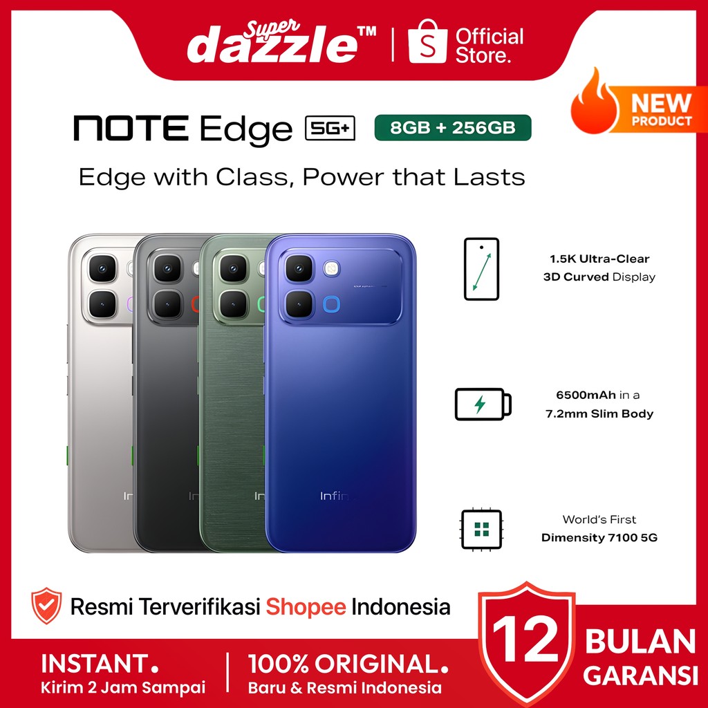 HP INFINIX Note Edge 5G+ 8/256 GB 6500mAh Original Garansi Resmi Official Store Handphone Ori