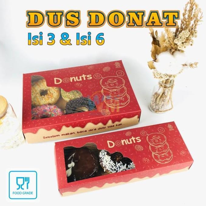 DUS DONAT ISI 6/BOX KUE ROTI/KOTAK KUE/KEMASAN FOOD GRADE