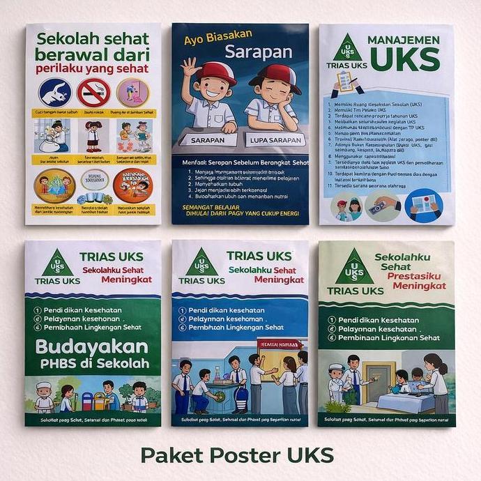 Poster Sekolah Terlengkap - Paket Poster UKS, Poster Trias UKS, Poster Kesehatan untuk Sekolah
