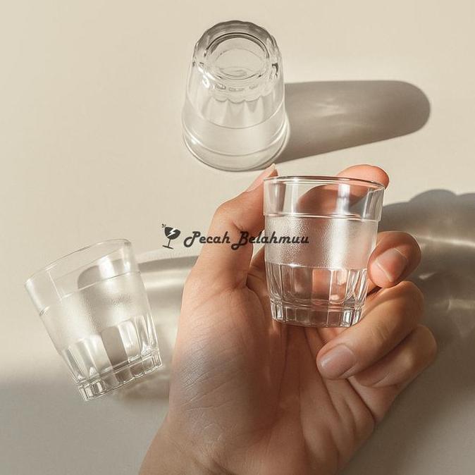 Ebyokurwa- Promo 1 Set Isi 6 Pcs | Gelas Jadul Kecil 50Ml | Gelas Jamu Mini | Sloki Motif Embun | Sl