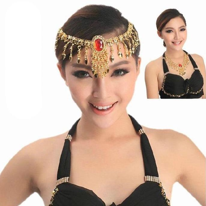 FKINAPE Kalung Kepala Belly India Dance Aksesoris Bando Belly Dance Koin Payet Aksesoris Perhiasan H