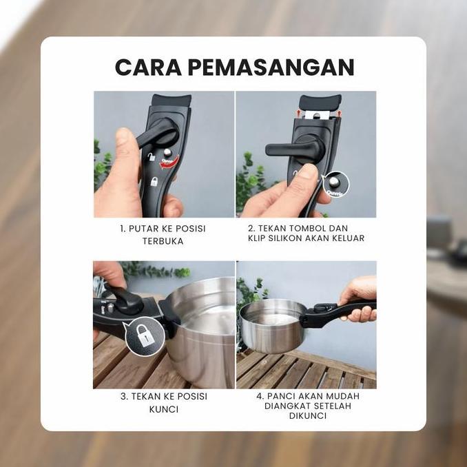 Kuteka- Gagang Panci Portable Pengganti Pegangan Wajan Anti Panas Abs Premium Kuat Awet