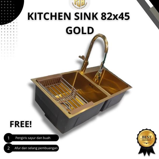 Kitchen Sink Komplit 8245 Gold Kitchen Sink 2 Lubang Gold Kran Set