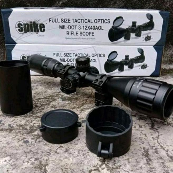Teleskop Teropong Jarak Jauh Spike 3-12X40Aol Tahan Getar Anti Air Berkualitas