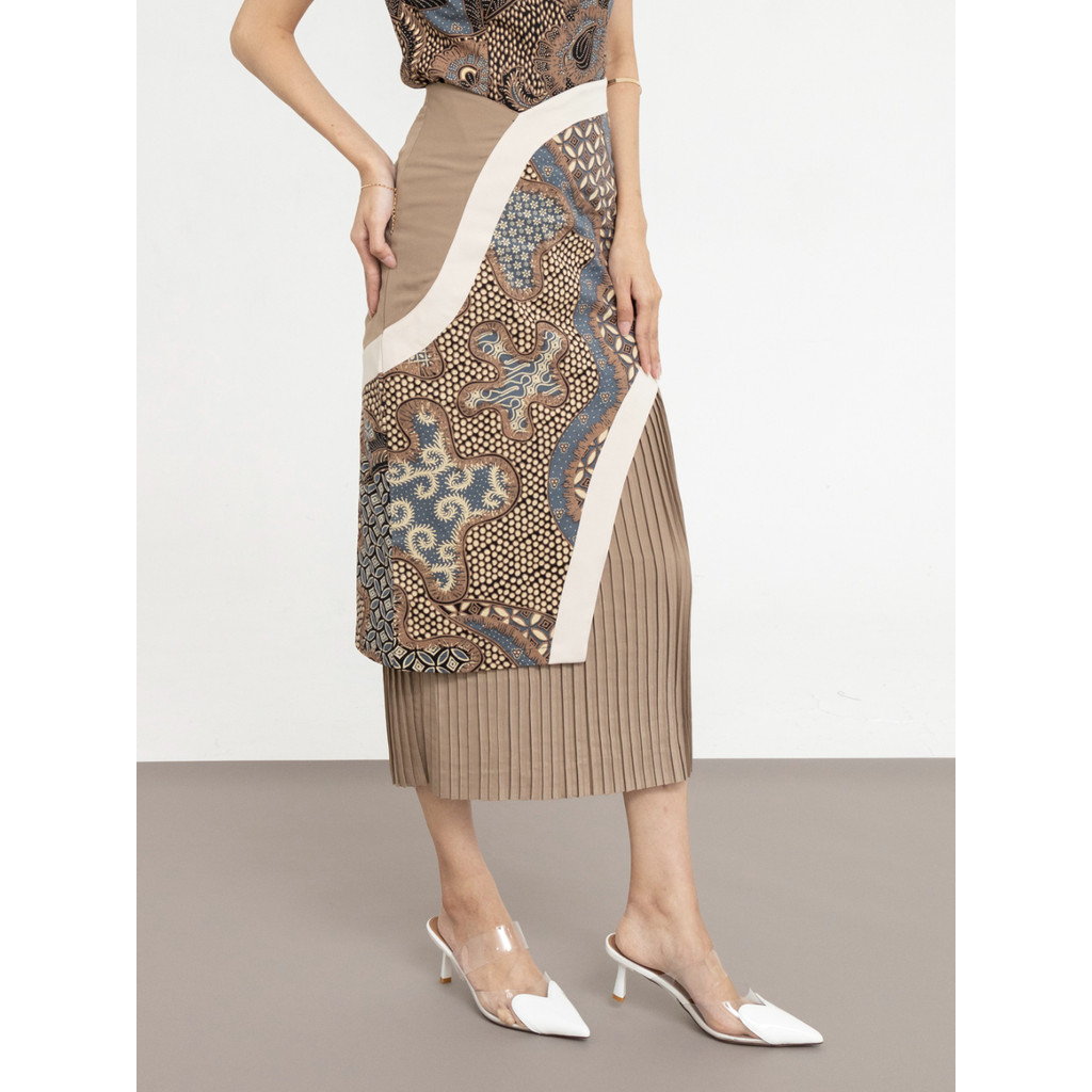 Melvee Batik - Jing Sheng Skirt - Bawahan Rok Midi Batik Wanita Sopan Kantor Terbaru