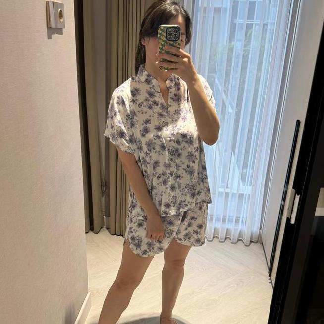 Deluna - Setelan Deluna Setelan Piyama Jumbo Celana Pendek Paket Rayon