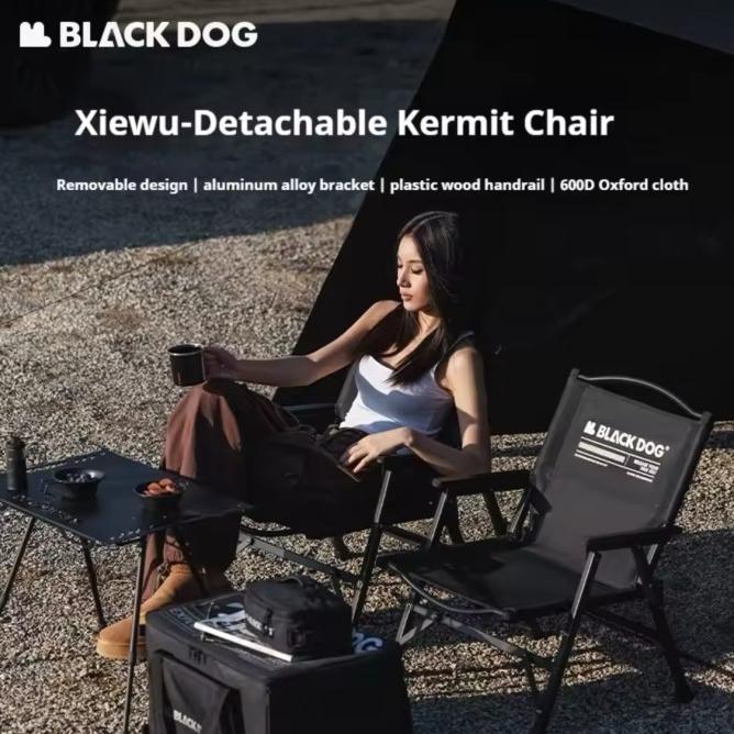 Blackdog Xiewu-Detachable Kermit Chair Black Kursi Lipat Portabel Praktis Outdoor Camping