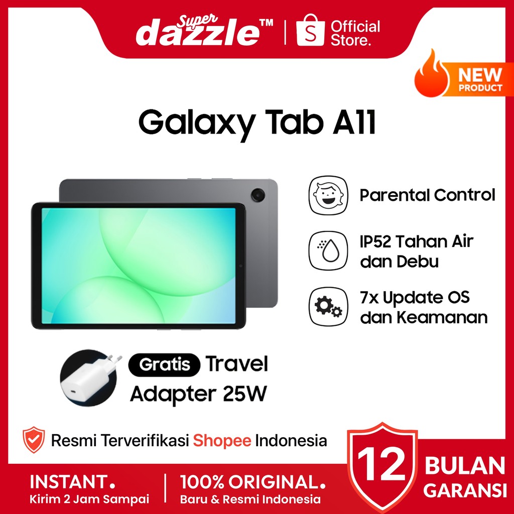 Tablet SAMSUNG Galaxy A11 4G LTE 4/64 GB WiFi Original Resmi Official Store Ori Tab Pad