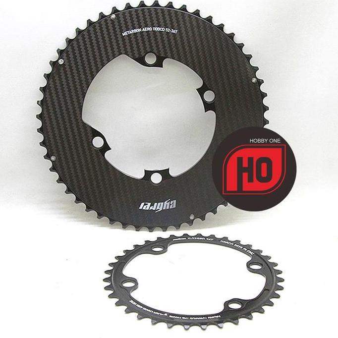 Promo Cybrei Metarbon Aero 2X Carbon Fiber Composite Double Bcd110X4 Outer Inner Chainring Black